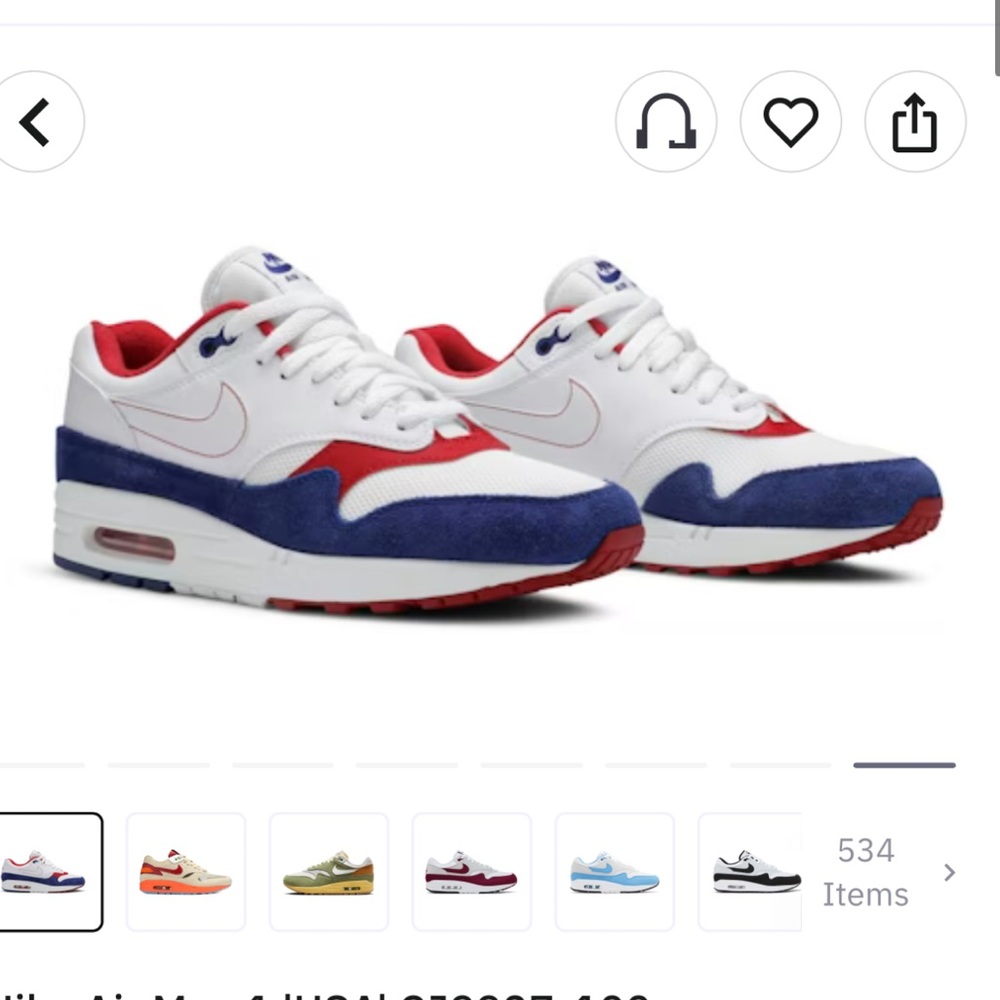 Nike Air Max 1 White Red and Navy Blue Retro Sneakers